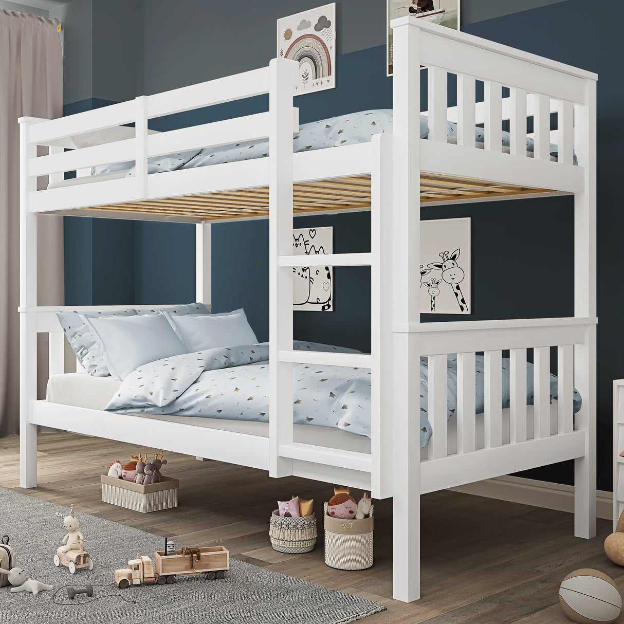 Solid Wood Detachable Double Bunk Bed